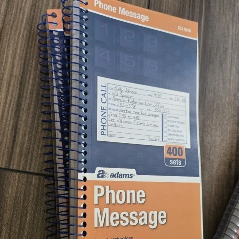 Adams Phone Message Book 2 Pack 800 Sets 2-Part Carbonless 5.5x11 4 Packs